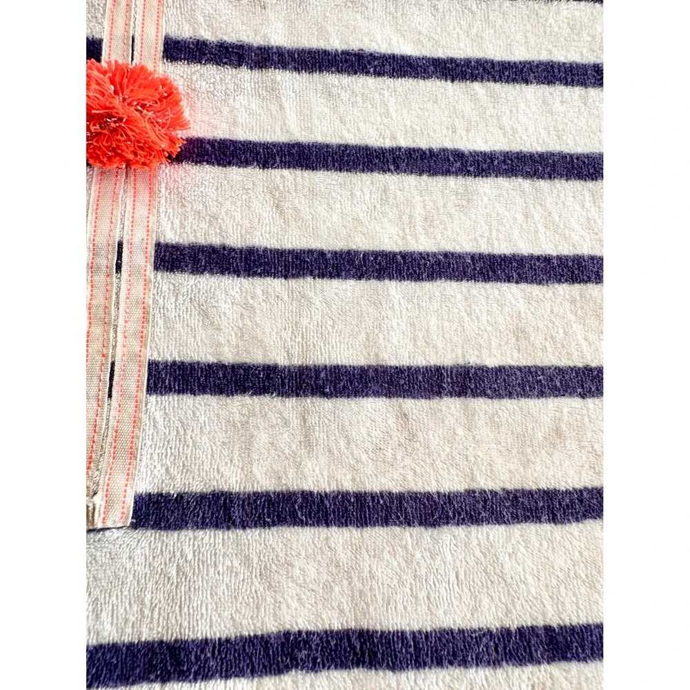 Crewcuts Girls Size 8 Striped Terry Cloth Hooded Swim Coverup Dress Blue White